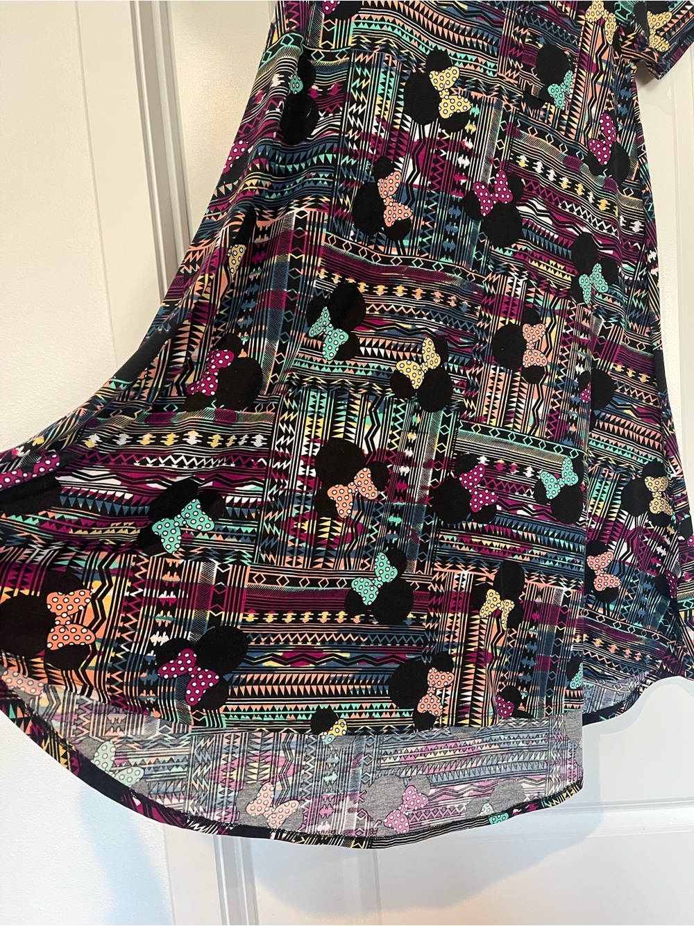 LuLaRoe Disney Minnie Mouse 'Carly' Dress with Aztec Print Women's XS - Picture 2 of 10